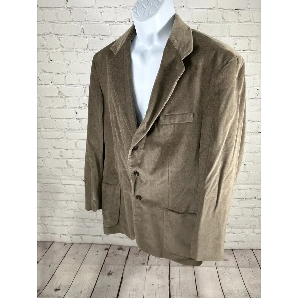 Le Collezioni Structure Brown Suede Corduroy 3-Button Jacket Blazer Men’s L 44R